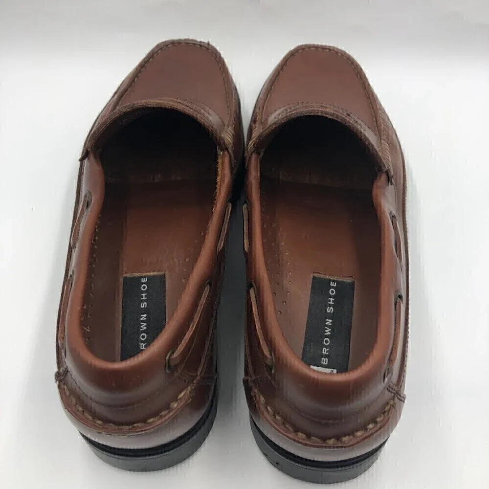 Brown Shoe Brand Men's Brown Leather Slip On Penny Loafers Size 10.5 Cas…